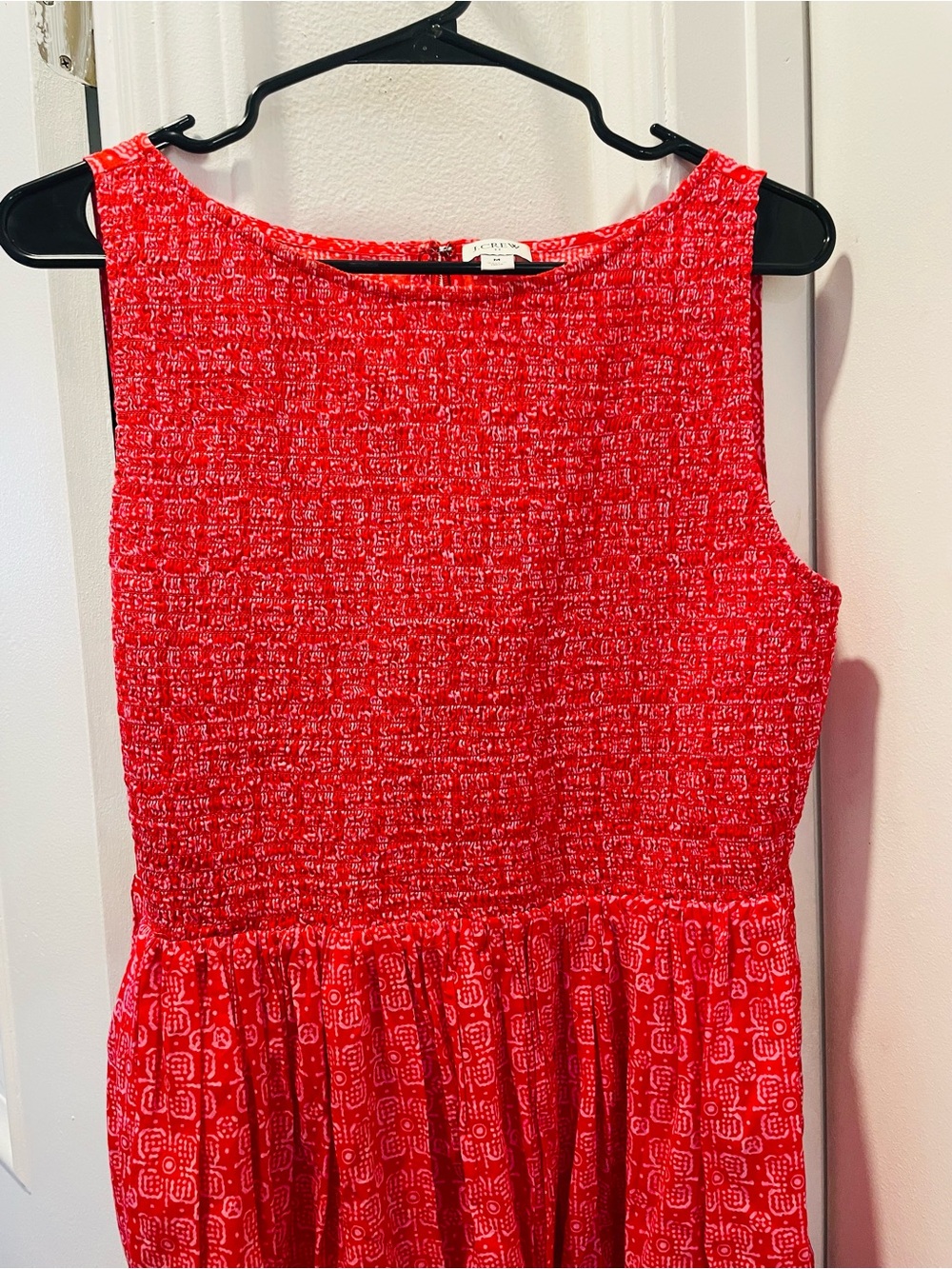J. Crew Red Sleeveless Smocked Mini Dress